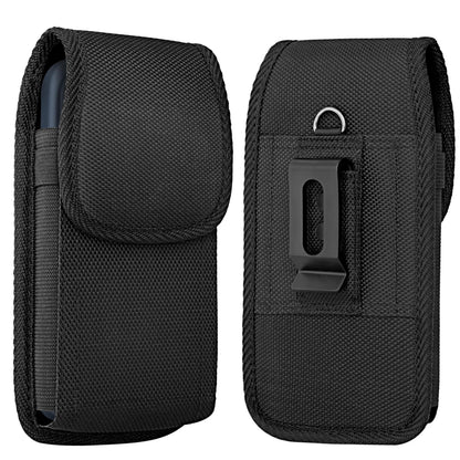 NUVAVO Holster for iPhone 17 16 15 14 13 12 11 Xs X XR/Pro Models, Cell Phone Belt Holder Case with Clip for Men, Heavy Duty Nylon Pouch (Fits Phone with Otterbox Cover on) Black