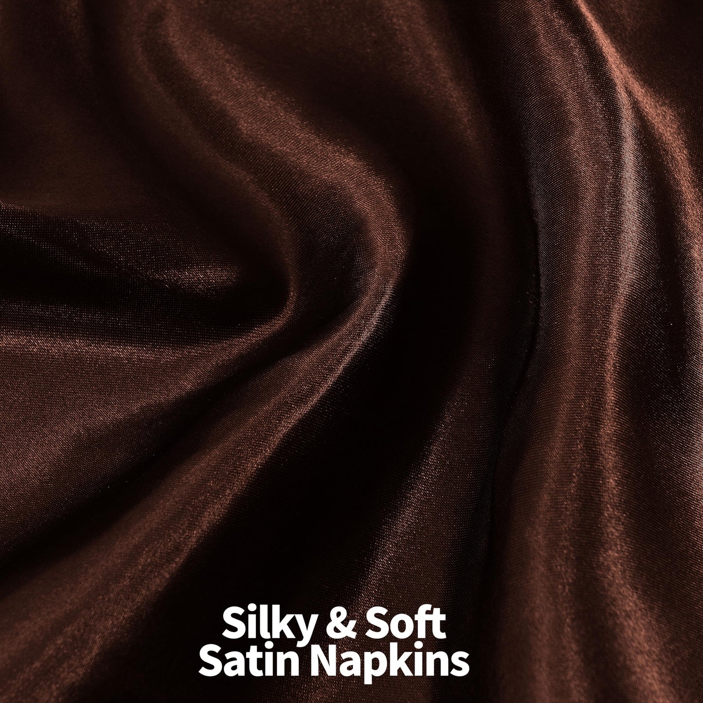 RUDONG M 72 Pack Chocolate Brown Satin Napkin, 17 x 17 Inch Square Cloth Napkins, Soft Fabric Napkin with Scalloped Edges, Reusable Washable Dinner Table Napkins for Wedding, Banquet, Party