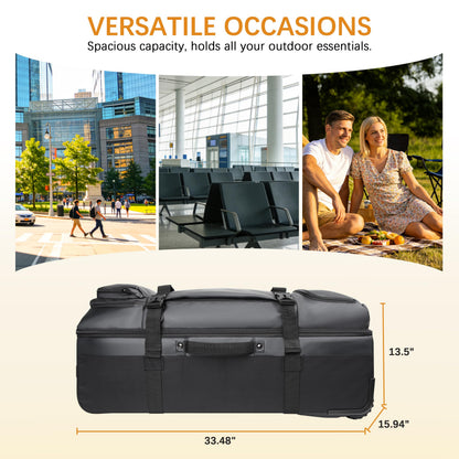 LARIPOP 33 Inch 100L Extra Large Rolling Duffle Bag with Wheels, Wet Pocket & Shoe Compartment, Heavy Duty Water Resistant Wheeled Duffel for Moving Travel Camping