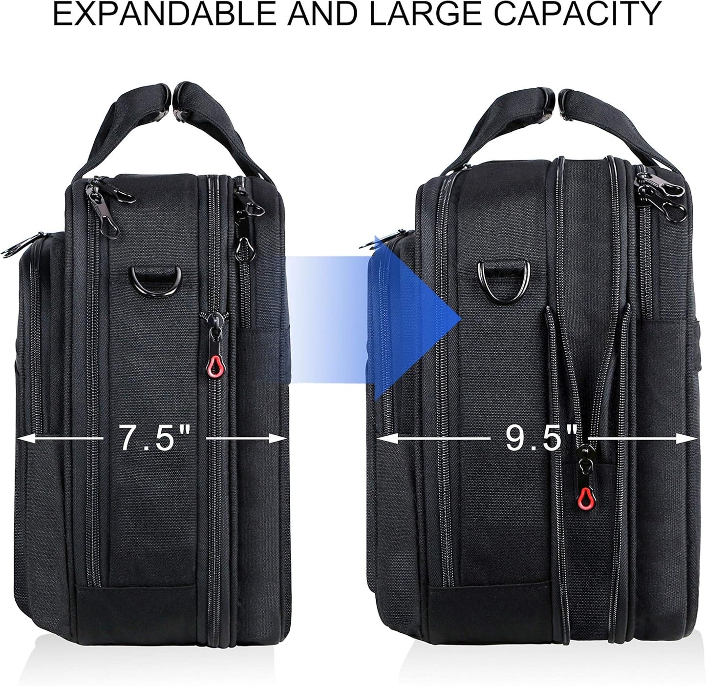 KROSER Laptop Bag Premium Laptop Briefcase Fits Up to 17.3 Inch Laptop Expandable Water-Repellent Shoulder Messenger Bag Computer Bag with RFID Pockets for Travel/Business/Men/Women-Black