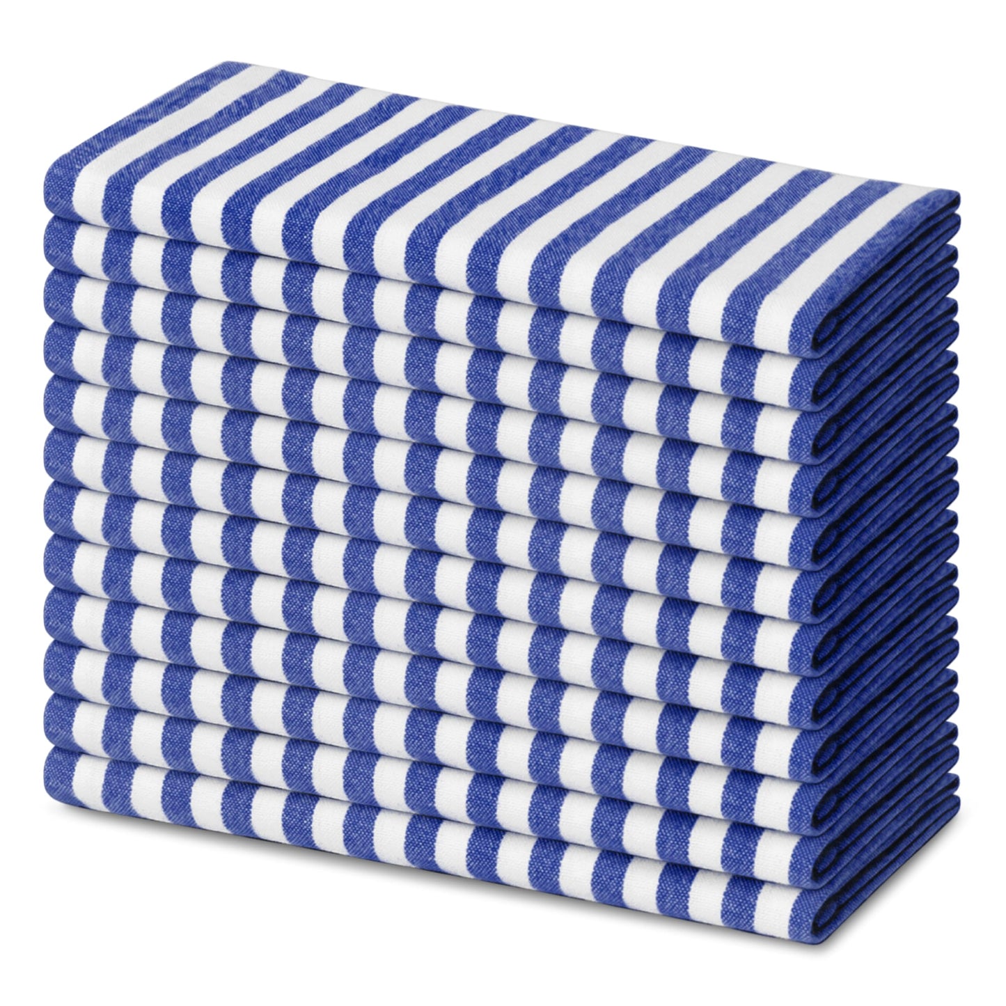 Blue Needles Set of 12 Striped Cloth Napkins 100% Cotton Dinner Table Napkins 18x18 inches, Soft, Reusable, Absorbent & Washable, Ideal for Spring Summer Easter Events & Everyday Use - Blue and White