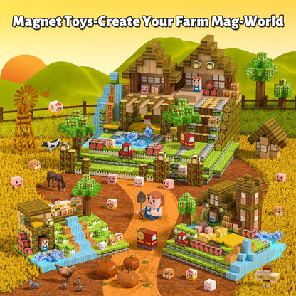 Gryxpox 150pcs Magnetic Blocks,Magnetic Building Blocks STEM Toys for Kids Ages 3+,Magnet Tiles with Forest Animals Blocks Set, Educational Sensory Toys for Toddlers,Boys & Girls–Creative Game Gift