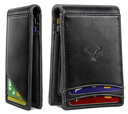 BULLIANT Men Wallet,Magnetic Slim Wallet 10 cards Build-in Bill Folder ID Windows RFID Blocking