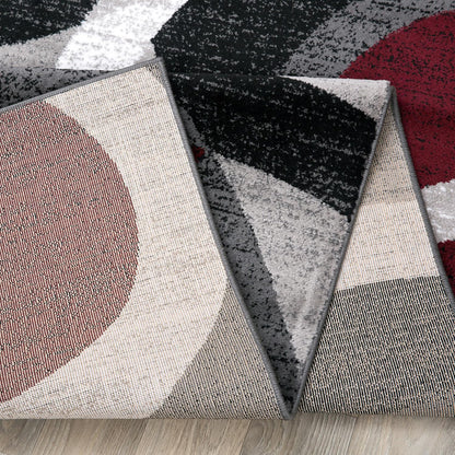 Rugshop Red Modern Geometric Indoor Area Rug, Overlapping Circle Pattern, Fade Resistant, Non-Shedding, for Living Room, Bedroom and Home Office, 5'3" x 7'3"