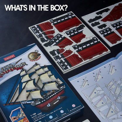 CubicFun 3D Ship Puzzles for USS Constitution Sailing Boat Models for Adults and Teens Toys, 193 Pieces