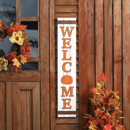 Glitzhome 42"H Fall Wooden Pumpkin Welcome Porch Sign for Fall Harvest Thanksgiving Autumn Indoor Outdoor Front Porch Decoration