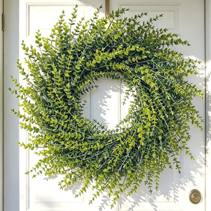 Halraino 26" Large Wreaths for Front Door, Artificial Greenery Eucalyptus Wreath for All Seasons, All-Weather Farmhouse Indoor/Outdoor Decor