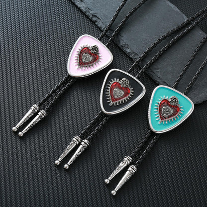 GelConnie Pink Bolo Tie for Women Native American Heart Goth Bolo Tie for Men Cowgirl Necklace Western Bolos Necktie