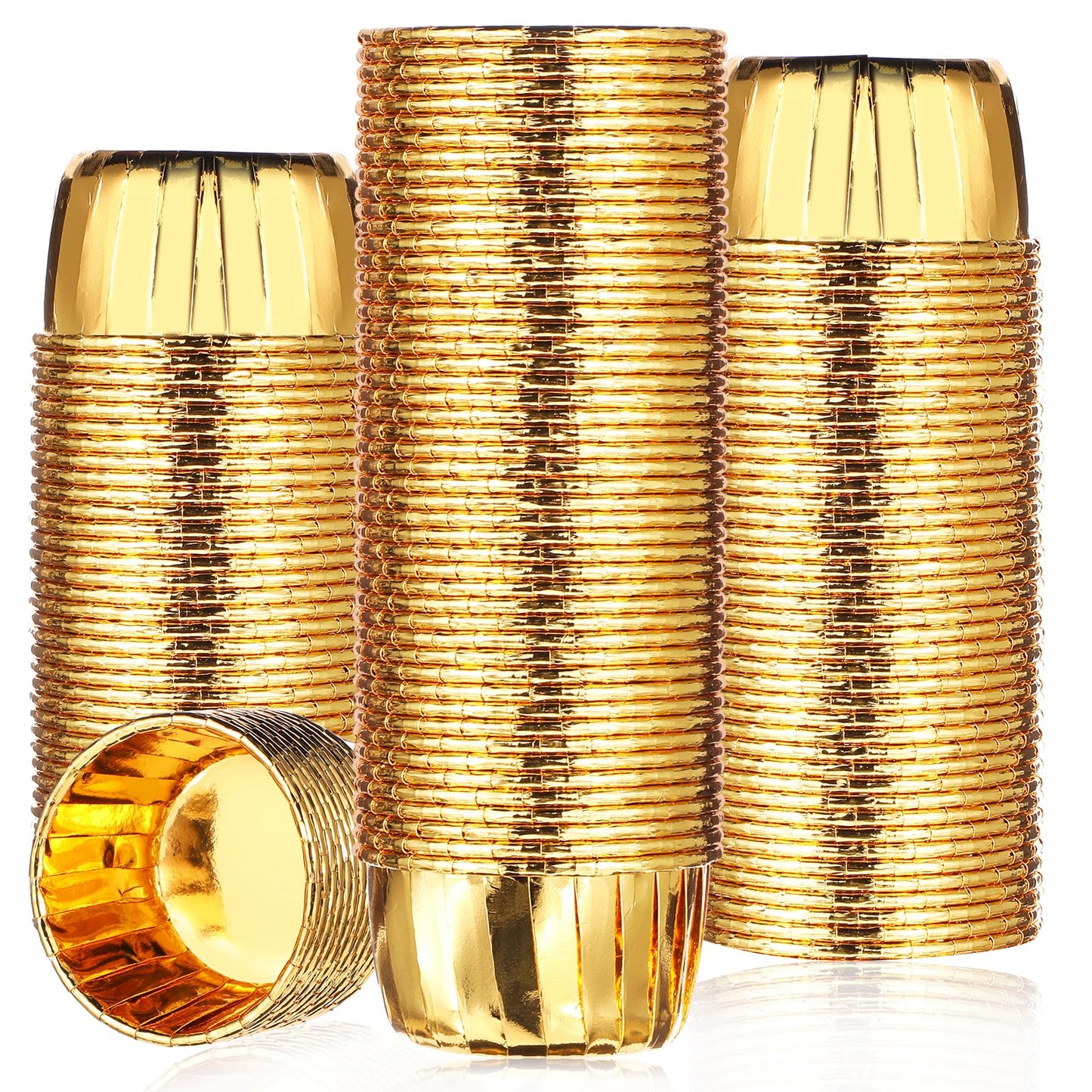 300 Pack Gold Cupcake Cups Bulk Disposable Foil Muffin Liners 3.5 oz Wrappers for Baking Aluminum Paper Mini Metallic Disposable Holiday Party Wedding Festival Supply(Gold)