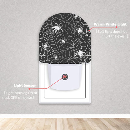 Axxitude Spiders Webs Night Lights Plug into Wall for Girls Boys Room,Night Light LED Lamp Dusk to Dawn Sensor Round Lamp for Bedroom Bathroom Hallway Home Wall Decor Nightlight