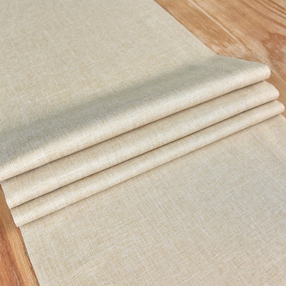 NEWISHER Farmhouse Rustic Table Runner Solid Beige Rectangular Table Runners Faux Linen Table Runner for Everyday Use Kitchen Dining Party Table 13x72 Inch
