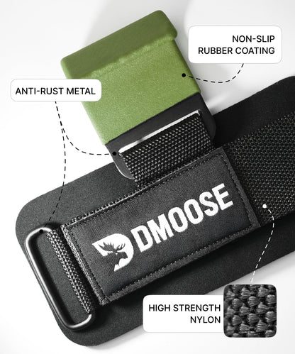 DMoose Fitness Weight Lifting Hooks (Pair) for Deadlifts, Pull Ups, Rows & Shrugs - Anti-Rip Nylon Strap Hand Grips with Thick Wrist Padding - Heavy Duty Wrist Straps for Weightlifting & Gym Workouts