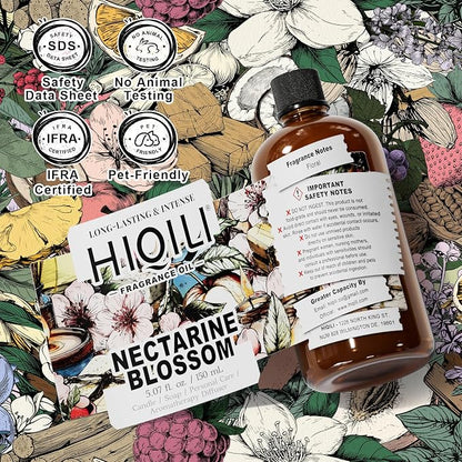 HIQILI Nectarine Blossom Fragrance Oil for Candle & Soap Making, Essential Oil Diffuser Use, Add to Body Lotion, Dryer Balls - 5.07 Fl Oz