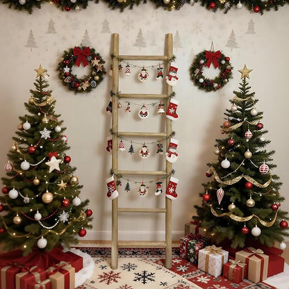 Wooden Blanket Ladder - 76in Natural & Motley Wood - Leaning Wall Decor for Bedroom, Bathroom, Living Room - Rustic Quilt Holder & Towel Rack (Brown, 76in | Pre Assembled)