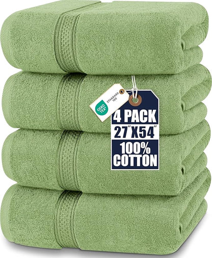 Utopia Towels 4 Pack Premium Bath Towels Set, 27 by 54 Inches, 100% Ring Spun