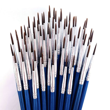60 Pack Pointed Round Painting Brush,Hand Made Thread Drawing Brush,Detail,Nail Brushes for Detail and Miniature Drawing,Painting,Coloring by Acrylic, Oil and Watercolor (M(#00))