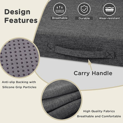 AddGrace Recliner Cushions for Elderly Thick Seat Cushion 20"x20"x4" Chair Pads with Non Slip Backing and Washable Cover for Couch Armchair Chairs Dark Grey
