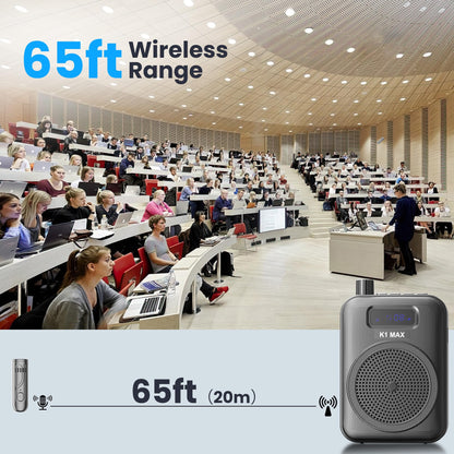 Voice Amplifier Wireless Microphone with Bluetooth Lavalier, Portable Microphone and Speaker for Teachers, Mini Rechargeable Amplifier, Ideal for Classroom, Meetings, Yoga, Speeches, and Tour Guides