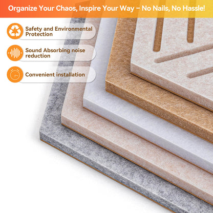 10 Pack Hexagon Cork Board Tiles Alternative, 12'' Fully Self-Adhesive Modern Felt Bulletin for Wall Decor, Frameless Pin Board for Office, Renter-Friendly Decorative Hexagon Corkboard with 30 Pins