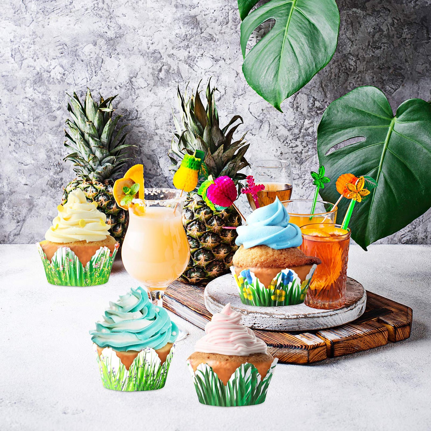 Patelai 240 Pcs Flower Petal Cupcake Liners 6 Styles Disposable Summer Floral Dessert Baking Cups Wildflower Grass Paper Muffin Wrappers Decor for Bridal Baby Shower Wedding Birthday Party Supplies