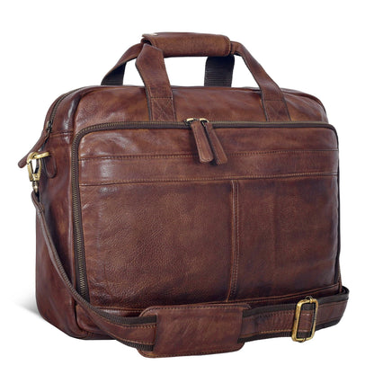 Oak Leathers Leather Messenger Bag for Men and Women - Laptop Briefcase Bag For College, Office, Adjustable Shoulder Strap (Brown Vintage New)