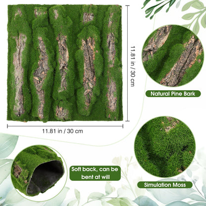 Suncalla Artificial Moss Bark 11.8 x 11.8 inches Tree Plants Bark DIY for Tree Collar Sewer Decoration Water Pipe Pillar Cover Indoor Wall Garden Decor