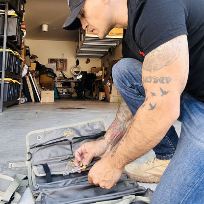 The Ryker Official PRO Tool BAG Organizer Heavy Duty Foldable Storage Bag with Detachable Pouches, Wrench Holder, Rugged Canvas for Mechanics, Electricians, Motorcycle Use, Practical Gift for Dads