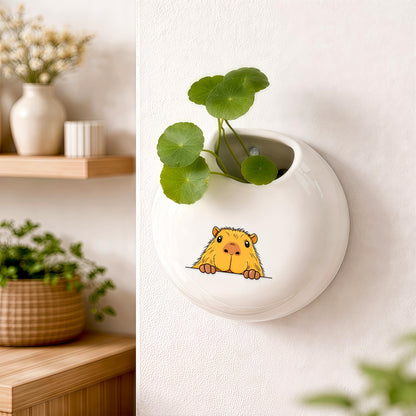 BJDAMAI Capybara Small Wall Planters for Indoor Outdoor Pots Ceramic, Gifts for Women Teens Girls Kids, Capybara Lovers Themed Gifts Decor Stuff Things Items!