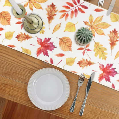 OWENIE Fall Table Runner for Kitchen Dining Table, Thanksgiving Autumn Printed Harvest Pumpkins Maple Leaves Textured Fabric Halloween Holiday Home Decorations, Water-Proof, Washable, 13" W x 108" L