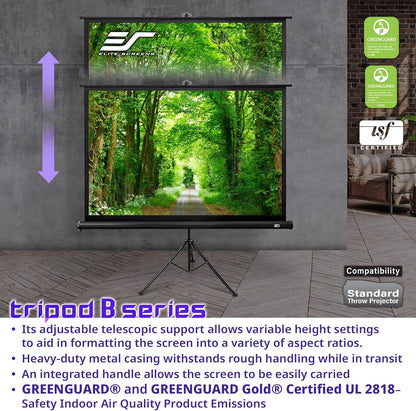Elite Screens Tripod B, 113-INCH 1:1, Lightweight Pull Up Foldable Stand, Manual, Movie Home Theater Projector Screen, 4K / 8K Ultra HDR 3D Ready, 2-YEAR WARRANTY, T113SB