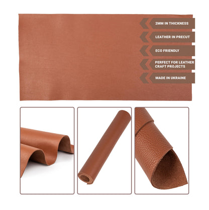Shkira 24''X12'' Genuine Light Brown Dotted Leather Sheets for Hobby Workshops - Tooling Square - 2.0MM Thick Genuine Top Full Grain Oil Tan - Thick Leather Pieces