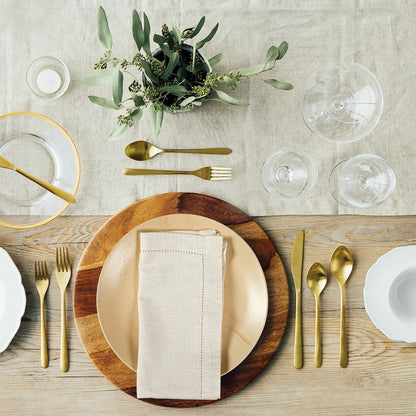 Hausattire Cloth Dinner Napkin Flax Fall Hemstitched Mitered Corner 20x20 Inch Natural Easter Basket Decor Soft Durable Table Linen Napkins Ideal, Cocktail Parties