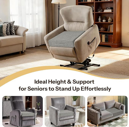 Recliner Cushions for Elderly 20X20X4 Inch Thick Seat Cushion for Recliner Chair with Non-Slip Bottom and Washable Cover Square Chair Cushions for Couch, Armchair, Floor (1, Light Grey)
