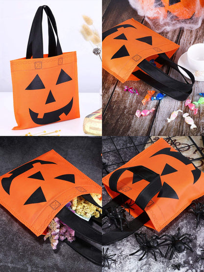 Boao 24 Pieces Halloween Lantern Pumpkin Tote Bags Non Woven Candy Bags for Halloween Party(12 x 12 Inch)