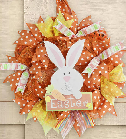 HUIHUANG Orange Polka Dot Wired Ribbon, 2.5 Inch X 10 Yards - Orange and White Dot With Wire Edge for Crafts, Fall Wreath Supplies, Gift Wrapping, Basket Bows, and Decor