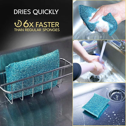 Dish Sponges for Kitchen (6 Pcs Pack) - Non Scratch Scrubbers for Cleaning Dishes - Reusable Dish Sponge Scrub Pads for Dishwashing & Washing - Household Scrubber Supplies & Tool for Pots, Pans, Sink