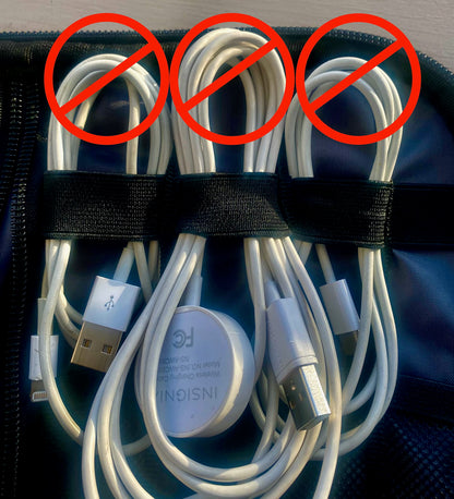 Cable Caddies USB Cable Organizer Pouches, Color Coded Travel Cable Management Bags, 10 Pack