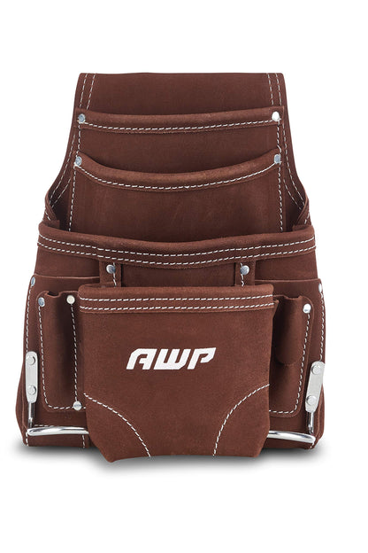 AWP Premium Tool Pouch, 10 Pocket | Durable 1680D Polyester + Multi-Pocket Organization | Belt-Worn Design with Carabiner Clip | Jobsite Tool Organizer for Electricians & Contractors