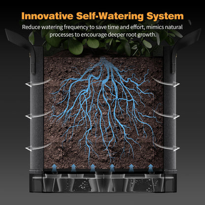 Patigrow 5-Pack 5 Gallon and 5-Pack 7 Gallon Self-Watering Grow Bags, 420G Thick Nonwoven Fabric Pots with Reinforced Handles and Multi-Purpose Rings