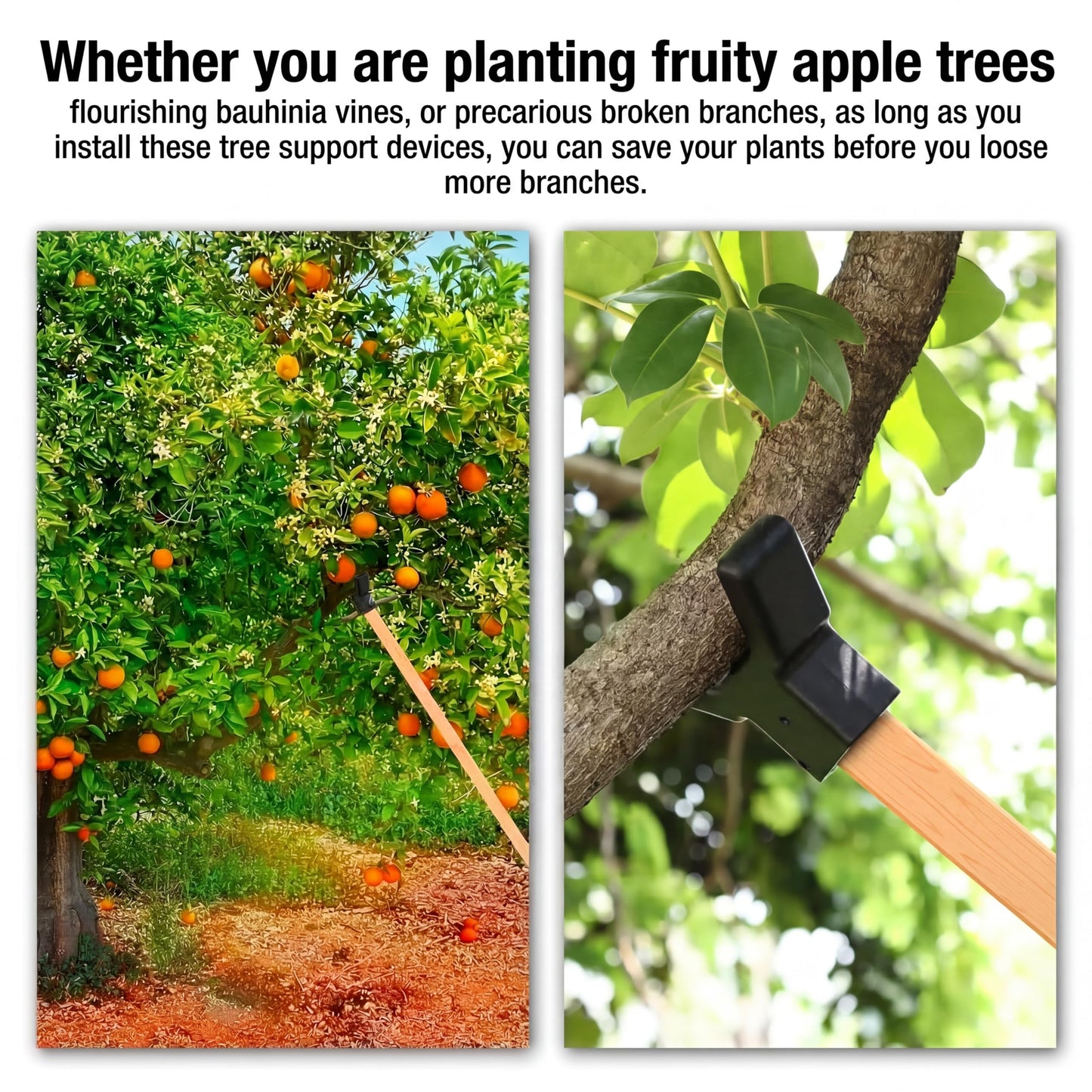 Yungyan 4 Pcs Tree Support, Plastic Fruit Branch Support Device Tree Brace Prevent Them from Breaking for Vineyards Ornamental Gardens Orchards Fits on Standard 1.57 x 1.57 Inch Lumber (Black)