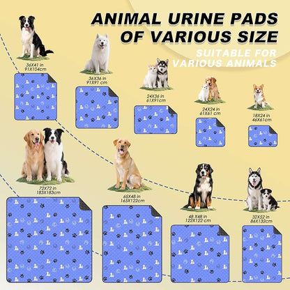 WanpeeGoo Washable Pee Pads, Puppy Pee Pad for Dogs, 2 Pack Absorbent Reusable Training Dog Pads Pet Puppy Pads, Non-Slip Potty Pads for Whelping, Playpen, Crate, Bed, Blue 24"x48"