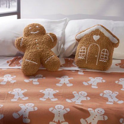 Primitives by Kathy Gingerbread House Shaped Pillow Delightful Fun Soft Pillow Featuring Brown/White Sherpa/White Ricrac/Looks Like a Cookie with Icing, Seasonal Home Decor Accent