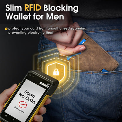 XZVXZV Man Slim Wallet Leather Money Clip RFID Blocking Front Pocket Minimalist Bifold Wallet Thin Credit Card Holder Coffee