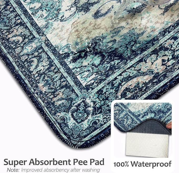 Washable Pee Pads for Dogs, Reusable Puppy Potty Training Pads, Ultra-Absorbent Thick Waterproof Leak-Proof Non-Slip Pads & Mat for Crate, Playpen, Floor, Whelping & Housebreaking , 2 Pack 54"x54"