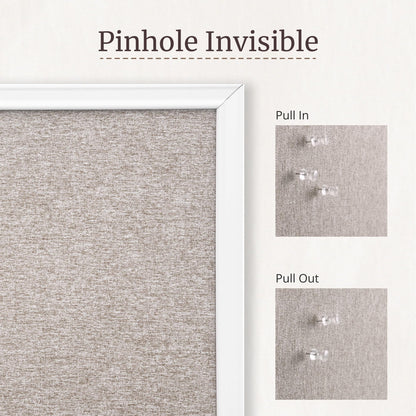 VUSIGN Linen Bulletin Board, 30'' x 20'' Large White Cork Board Decorations, Wall Mounted White Framed Cork Boards, Fabric Pin Boards for Walls with 10 Pushpins for Home, School, Office