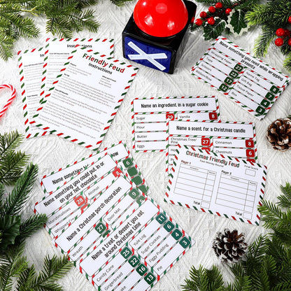 Syhood Christmas Friendly Feud Card Game with 2 Answer Buzzers, Xmas Family Trivia Quiz Game Night, Fun Party Activities for Adults, Office, Classroom, Large Group and Team Building