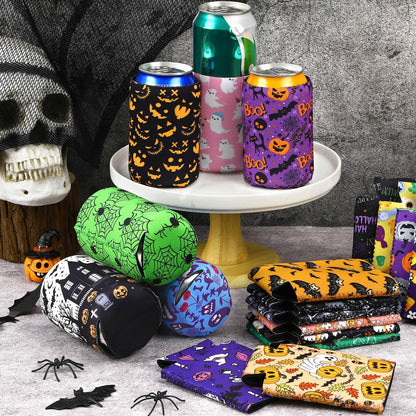 SEPGLITTER 18 Pcs Halloween Can Cooler Sleeves Neoprene Beer Drink Covers