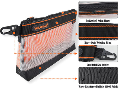 WELKINLAND Clear Tool Pouch, 4PCS Tool pouches, 13" Tools pouch, Zipper tool pouch, Tool pouch bag, Tool bag organizer, Small tool bag, Small tool pouch, Small tool bags, Tool pouches with zipper