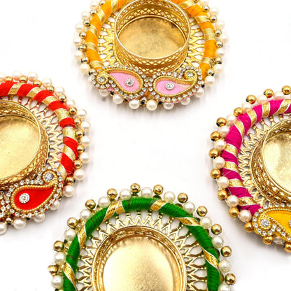 Pack of 12 Traditional Tea Light Candle Holders for Diwali Decoration Religious Festival Diya for Home/Office