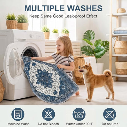 Washable Pee Pads for Dogs,Great Urine Absorbent Reusable Puppy Training Pads,Waterproof,Leak-Proof & Non-Slip Potty Pads for Whelping,Crate,Playpen,Bed.(Dark Navy Floral,36"x72")